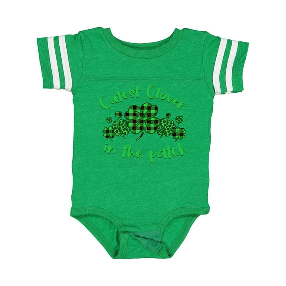 Inktastic St. Patrick's Day Cutest Clover in the Patch in Plaid Boys or Girls Baby Bodysuit