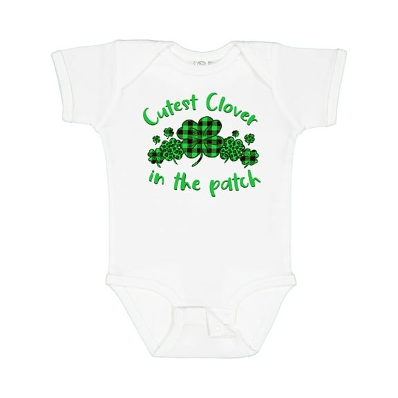 Inktastic St. Patrick's Day Cutest Clover in the Patch in Plaid Boys or Girls Baby Bodysuit