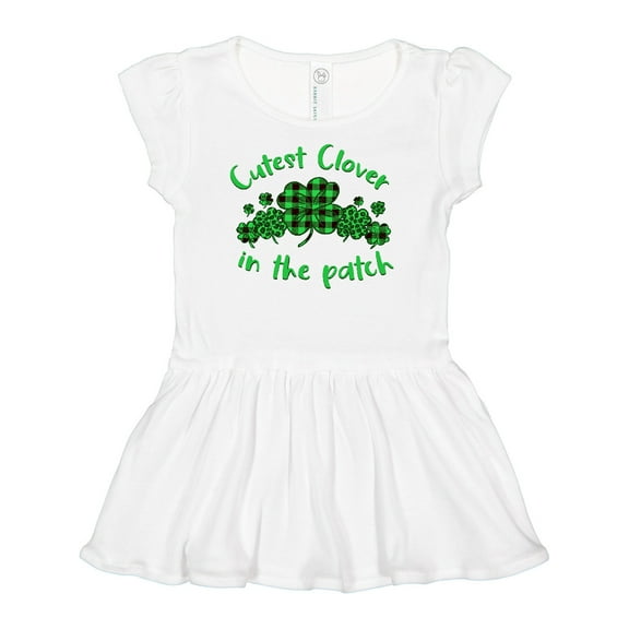 Inktastic St. Patrick's Day Cutest Clover in the Patch in Plaid Girls Baby Dress