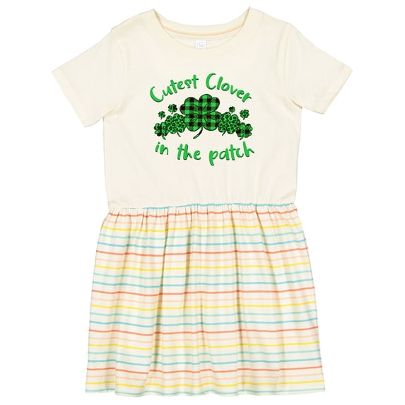 Inktastic St. Patrick's Day Cutest Clover in the Patch in Plaid Girls Toddler Dress
