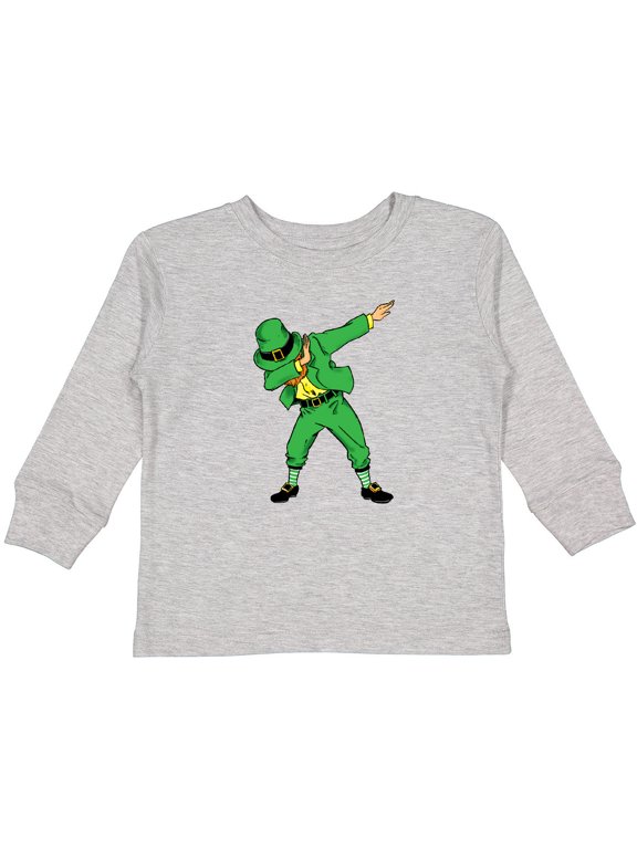 St. Patrick's Day Dabbing Leprechaun Boys or Girls Long Sleeve Toddler T-Shirt