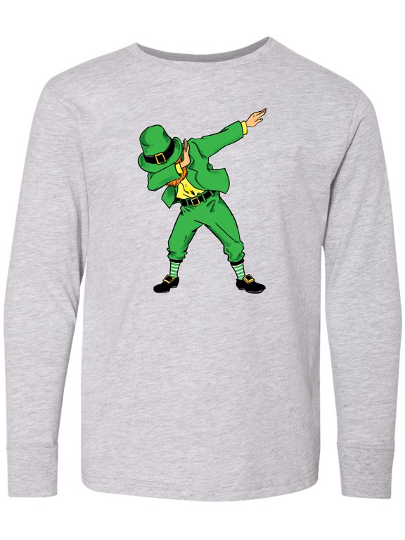 St. Patrick's Day Dabbing Leprechaun Long Sleeve Youth T-Shirt