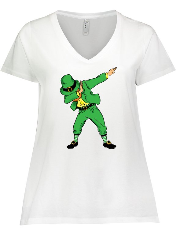 St. Patrick's Day Dabbing Leprechaun Women's Plus Size V-Neck T-Shirt