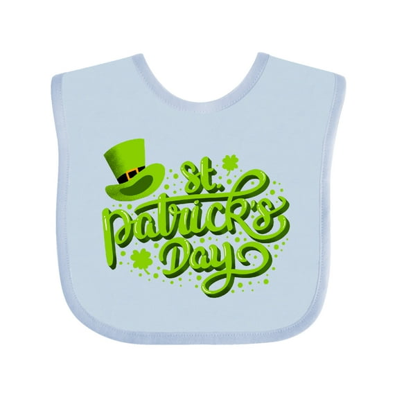 Inktastic St. Patrick's Day Hand Lettering with Green Top Hat Boys or Girls Baby Bib