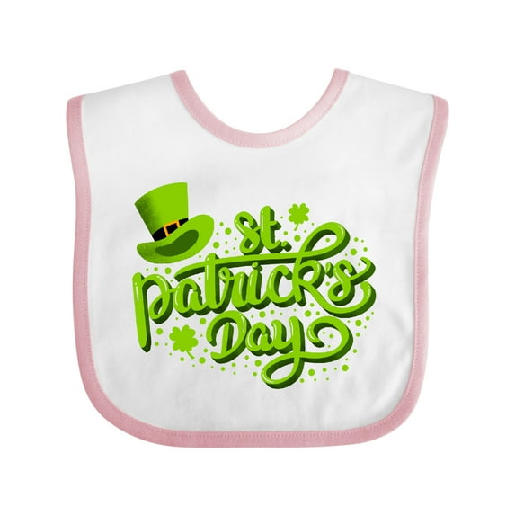 Inktastic St. Patrick's Day Hand Lettering with Green Top Hat Boys or Girls Baby Bib