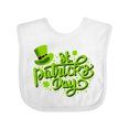 thumbnail image 1 of Inktastic St. Patrick's Day Hand Lettering with Green Top Hat Boys or Girls Baby Bib, 1 of 4