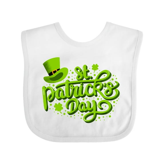Inktastic St. Patrick's Day Hand Lettering with Green Top Hat Boys or Girls Baby Bib
