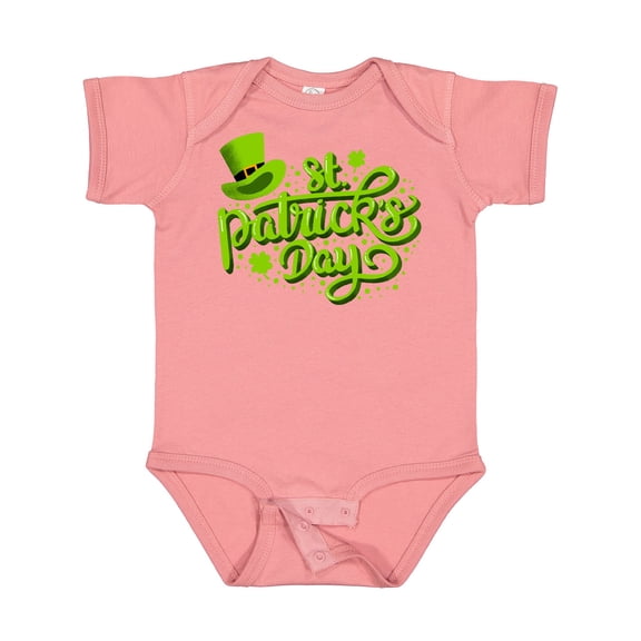 Inktastic St. Patrick's Day Hand Lettering with Green Top Hat Boys or Girls Baby Bodysuit