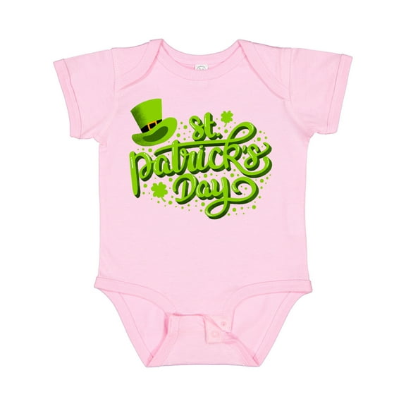 Inktastic St. Patrick's Day Hand Lettering with Green Top Hat Boys or Girls Baby Bodysuit