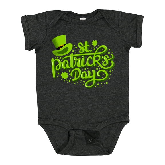 Inktastic St. Patrick's Day Hand Lettering with Green Top Hat Boys or Girls Baby Bodysuit