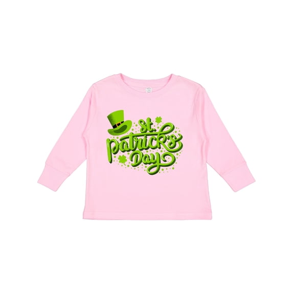 Inktastic St. Patrick's Day Hand Lettering with Green Top Hat Boys or Girls Long Sleeve Toddler T-Shirt