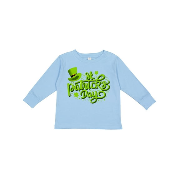 Inktastic St. Patrick's Day Hand Lettering with Green Top Hat Boys or Girls Long Sleeve Toddler T-Shirt