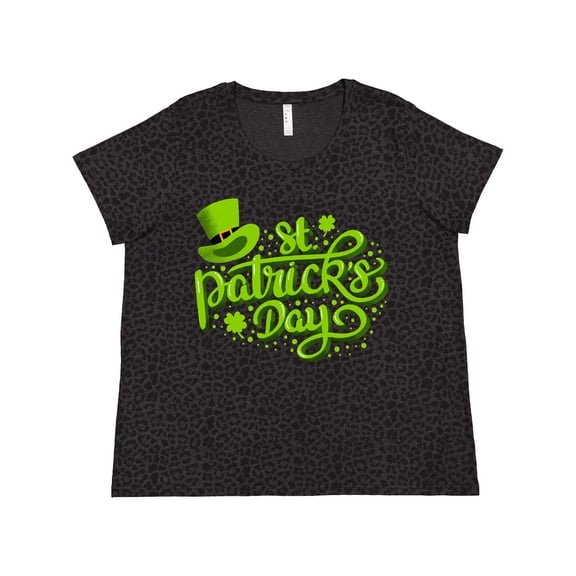 Inktastic St. Patrick's Day Hand Lettering with Green Top Hat Women's Plus Size T-Shirt