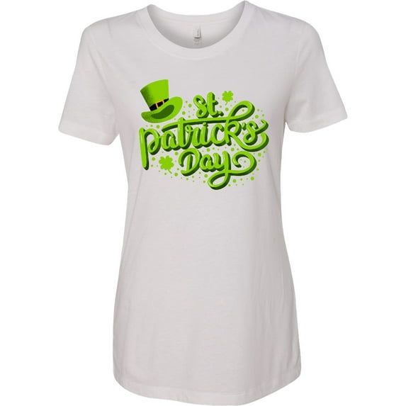 Inktastic St. Patrick's Day Hand Lettering with Green Top Hat Women's T-Shirt