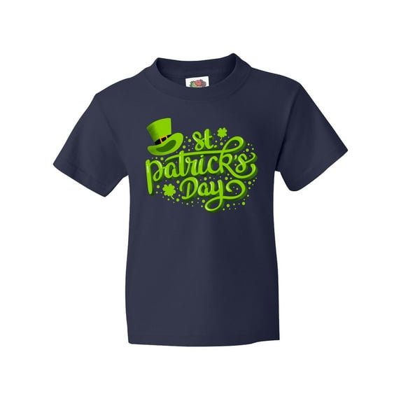 Inktastic St. Patrick's Day Hand Lettering with Green Top Hat Youth T-Shirt