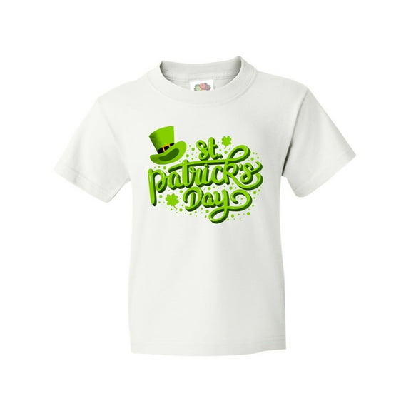 Inktastic St. Patrick's Day Hand Lettering with Green Top Hat Youth T-Shirt