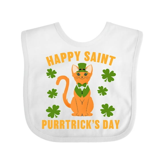 Inktastic St. Patrick's Day Happy Saint Purrtrick's Day Boys or Girls Baby Bib