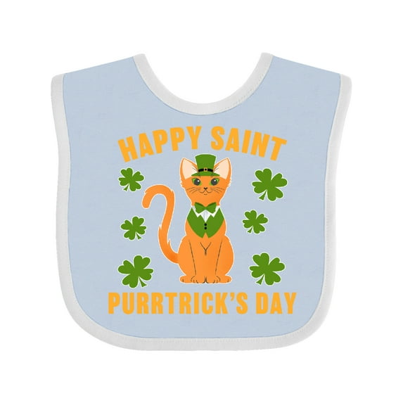 Inktastic St. Patrick's Day Happy Saint Purrtrick's Day Boys or Girls Baby Bib