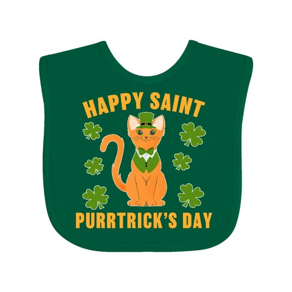 Inktastic St. Patrick's Day Happy Saint Purrtrick's Day Boys or Girls Baby Bib