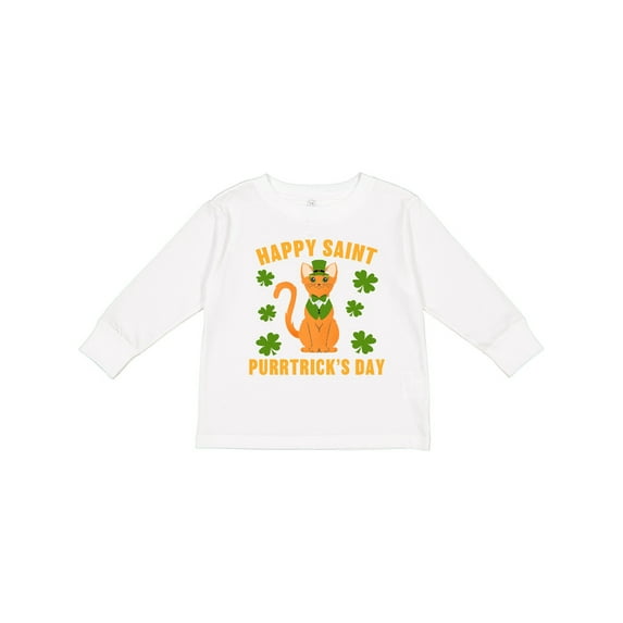 Inktastic St. Patrick's Day Happy Saint Purrtrick's Day Boys or Girls Long Sleeve Toddler T-Shirt