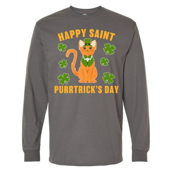 Inktastic St. Patrick's Day Happy Saint Purrtrick's Day Long Sleeve T-Shirt