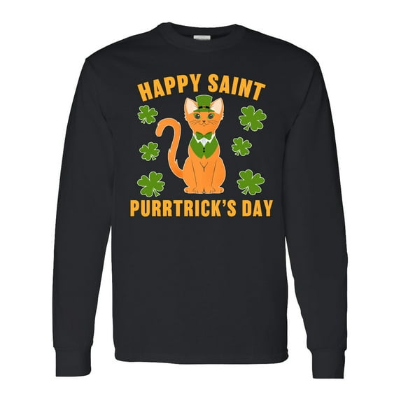 Inktastic St. Patrick's Day Happy Saint Purrtrick's Day Long Sleeve T-Shirt