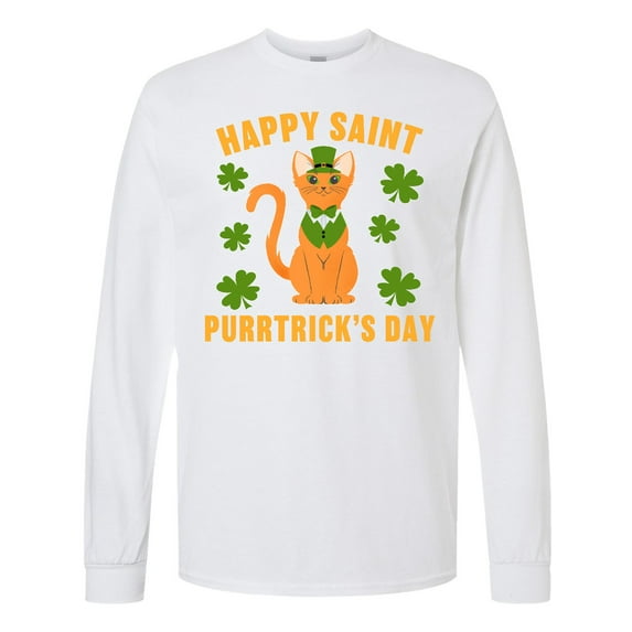 Inktastic St. Patrick's Day Happy Saint Purrtrick's Day Long Sleeve T-Shirt