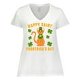 thumbnail image 1 of Inktastic St. Patrick's Day Happy Saint Purrtrick's Day Women's Plus Size V-Neck T-Shirt, 1 of 5