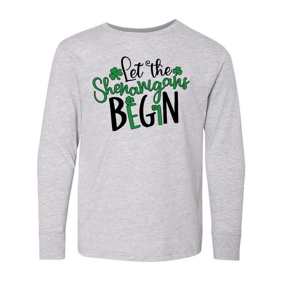 Inktastic St. Patrick's Day Let the Shenanigans Begin Long Sleeve Youth T-Shirt