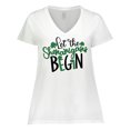 thumbnail image 1 of Inktastic St. Patrick's Day Let the Shenanigans Begin Women's Plus Size V-Neck T-Shirt, 1 of 5