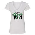 thumbnail image 1 of Inktastic St. Patrick's Day Let the Shenanigans Begin Women's V-Neck T-Shirt, 1 of 5