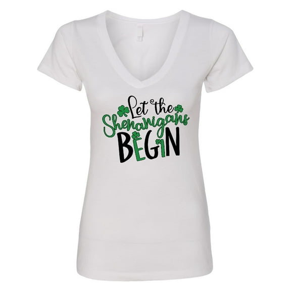 Inktastic St. Patrick's Day Let the Shenanigans Begin Women's V-Neck T-Shirt