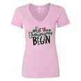 thumbnail image 1 of Inktastic St. Patrick's Day Let the Shenanigans Begin Women's V-Neck T-Shirt, 1 of 5