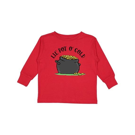 Inktastic St. Patrick's Day Lil' Pot of Gold Boys or Girls Long Sleeve Toddler T-Shirt