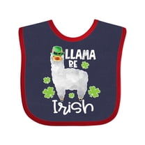Inktastic St. Patrick's Day Llama Be Irish with Green Shamrocks Boys or Girls Baby Bib