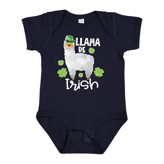 Inktastic St. Patrick's Day Llama Be Irish with Green Shamrocks Boys or Girls Baby Bodysuit