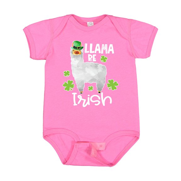 Inktastic St. Patrick's Day Llama Be Irish with Green Shamrocks Boys or Girls Baby Bodysuit