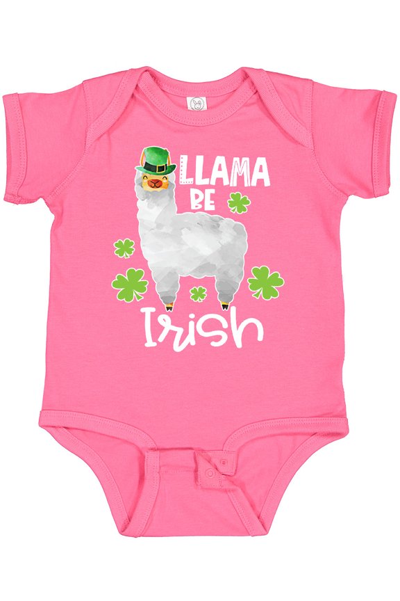 St. Patrick's Day Llama Be Irish with Green Shamrocks Boys or Girls Baby Bodysuit