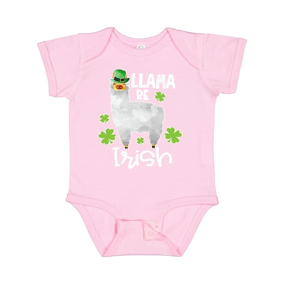 Inktastic St. Patrick's Day Llama Be Irish with Green Shamrocks Boys or Girls Baby Bodysuit
