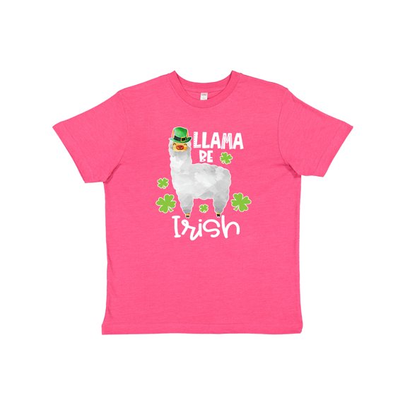 Inktastic St. Patrick's Day Llama Be Irish with Green Shamrocks Youth T-Shirt
