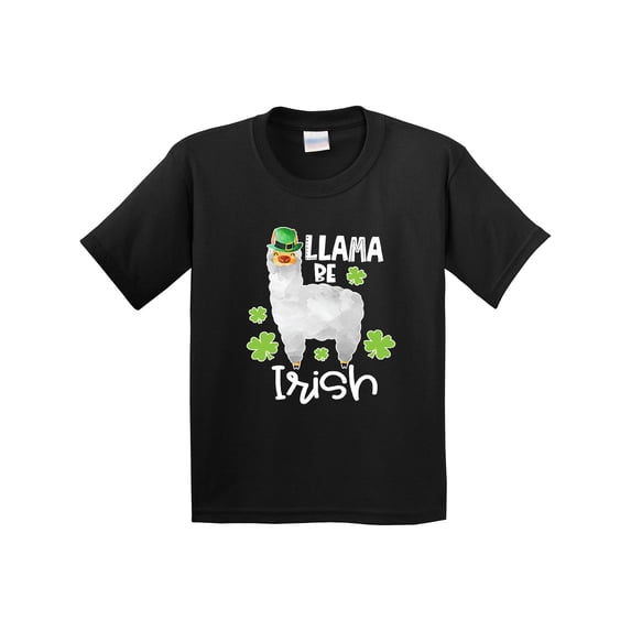 Inktastic St. Patrick's Day Llama Be Irish with Green Shamrocks Youth T-Shirt