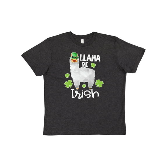 Inktastic St. Patrick's Day Llama Be Irish with Green Shamrocks Youth T-Shirt