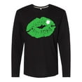 thumbnail image 1 of Inktastic St. Patrick's Day Lucky Lips with White Shamrock Long Sleeve T-Shirt, 1 of 5