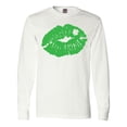 thumbnail image 1 of Inktastic St. Patrick's Day Lucky Lips with White Shamrock Long Sleeve T-Shirt, 1 of 5
