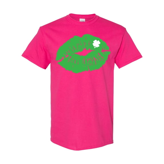 Inktastic St. Patrick's Day Lucky Lips with White Shamrock T-Shirt