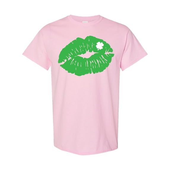 Inktastic St. Patrick's Day Lucky Lips with White Shamrock T-Shirt
