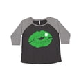 thumbnail image 1 of Inktastic St. Patrick's Day Lucky Lips with White Shamrock Women's Plus Size T-Shirt, 1 of 5