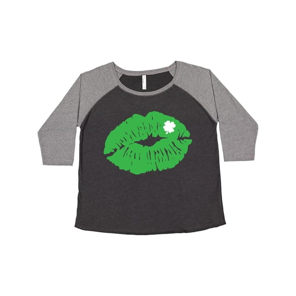 Inktastic St. Patrick's Day Lucky Lips with White Shamrock Women's Plus Size T-Shirt