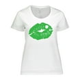 thumbnail image 1 of Inktastic St. Patrick's Day Lucky Lips with White Shamrock Women's Plus Size T-Shirt, 1 of 5