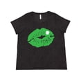 thumbnail image 1 of Inktastic St. Patrick's Day Lucky Lips with White Shamrock Women's Plus Size T-Shirt, 1 of 5